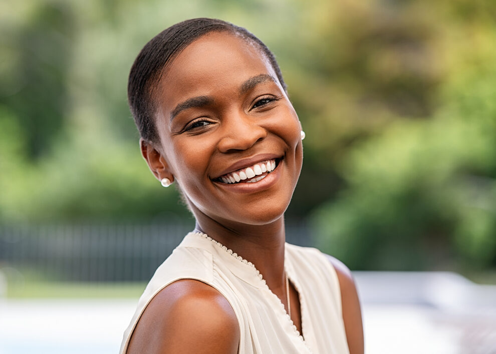 Happy woman outside